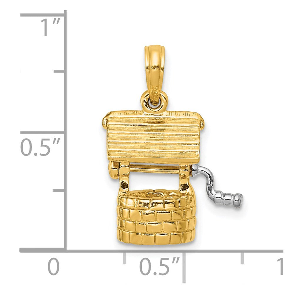 14k Yellow Gold Polished 3-D Moveable Wishing Well Charm