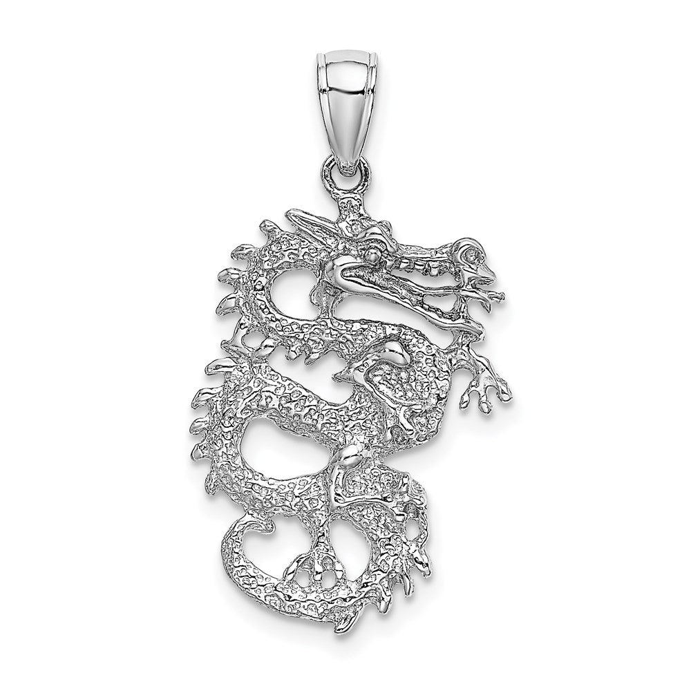 14k White Gold 3-D Dragon Charm