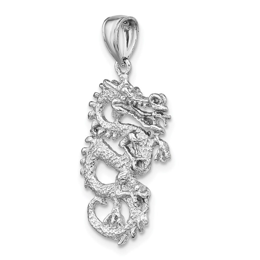 14k White Gold 3-D Dragon Charm