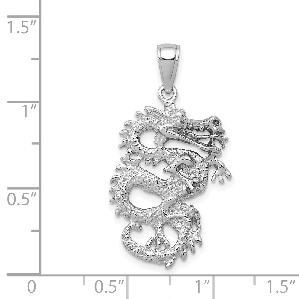 14k White Gold 3-D Dragon Charm