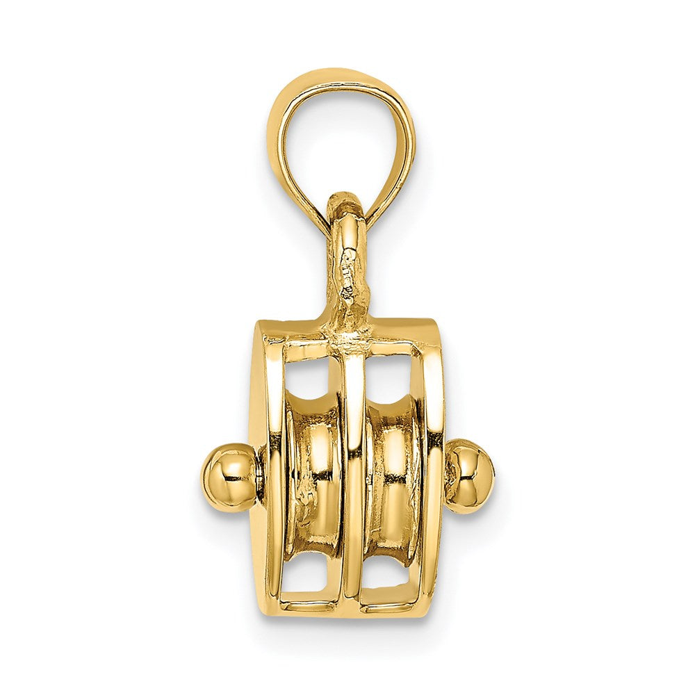 14k Yellow Gold Polished 3-D Moveable Pulley Charm