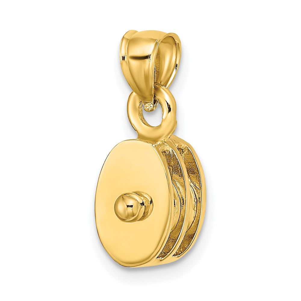 14k Yellow Gold Polished 3-D Moveable Pulley Charm