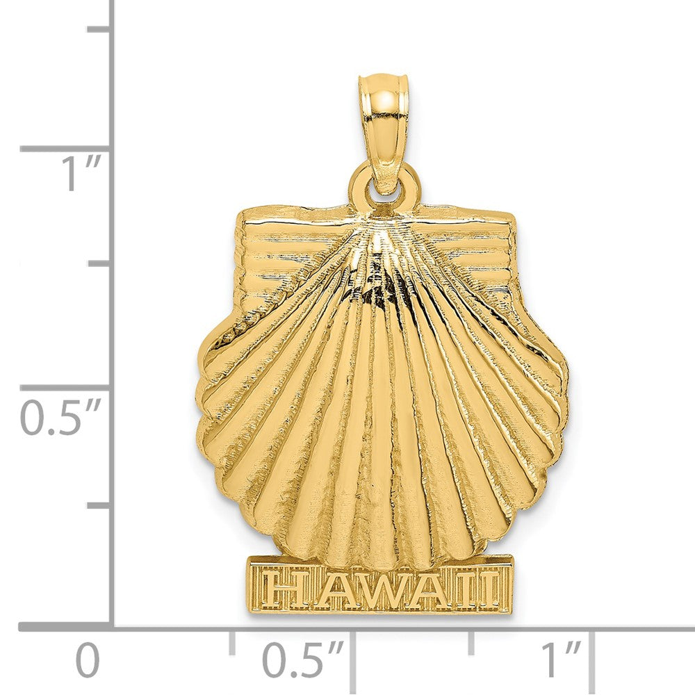 14k Yellow Gold Solid Polished HAWAII Scallop Shell Charm