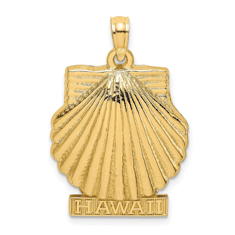 14k Yellow Gold Solid Polished HAWAII Scallop Shell Charm