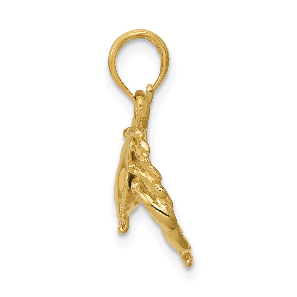 14k Yellow Gold Polished Open-Backed Crab Pendant