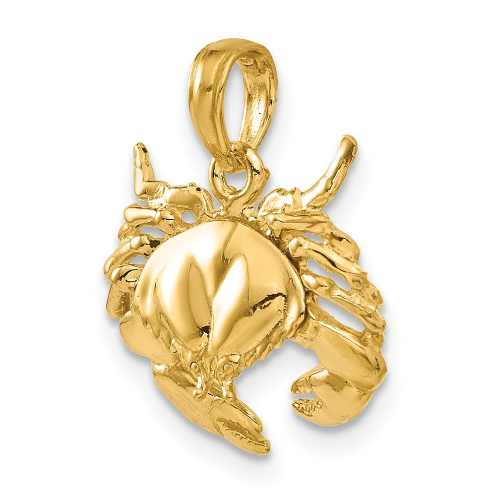 14k Yellow Gold Polished Open-Backed Crab Pendant