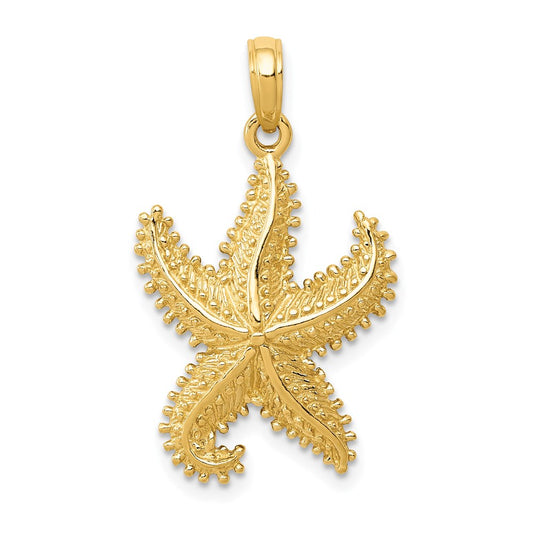 14k Yellow Gold Polished Open-Backed Starfish Pendant