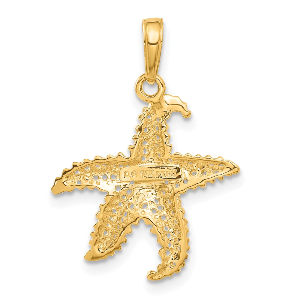 14k Yellow Gold Polished Open-Backed Starfish Pendant