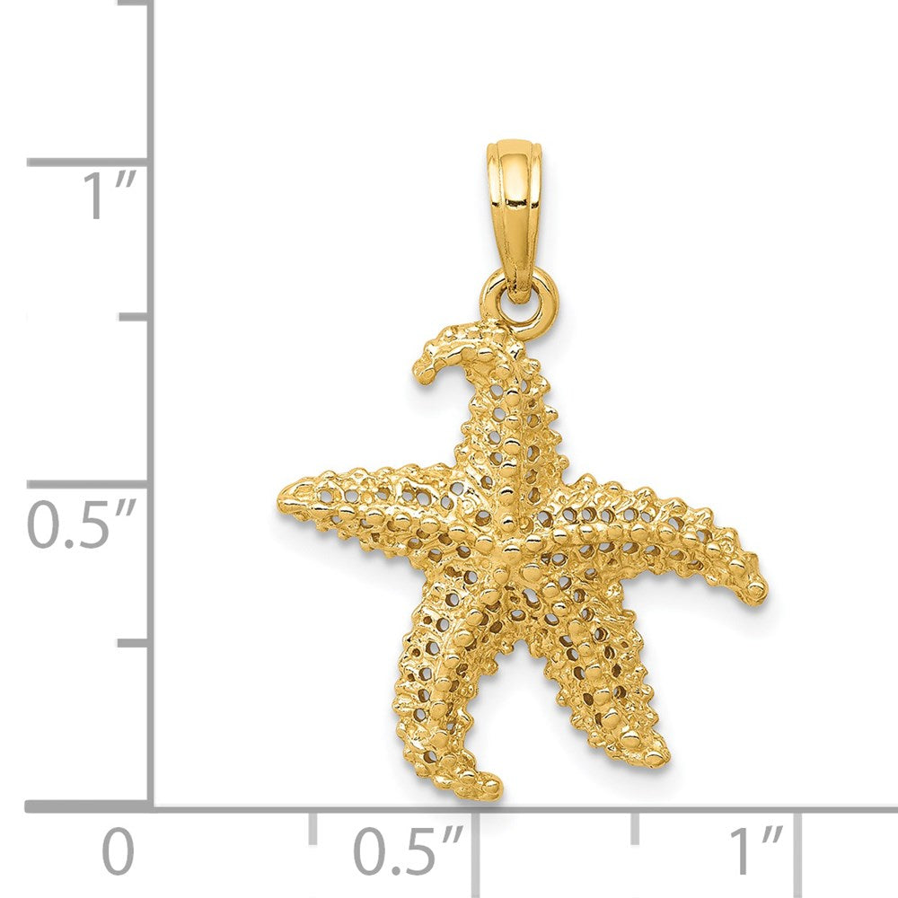 14k Yellow Gold Polished Open-Backed Starfish Pendant