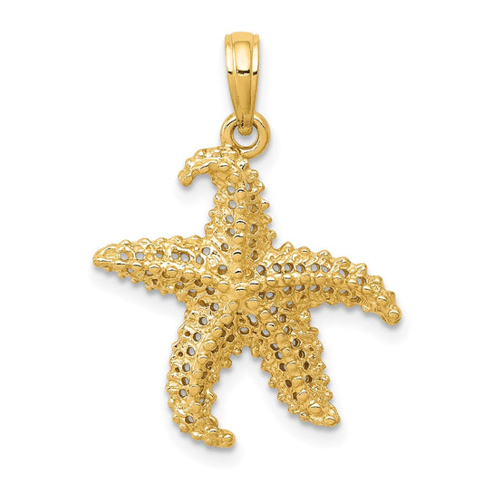 14k Yellow Gold Polished Open-Backed Starfish Pendant