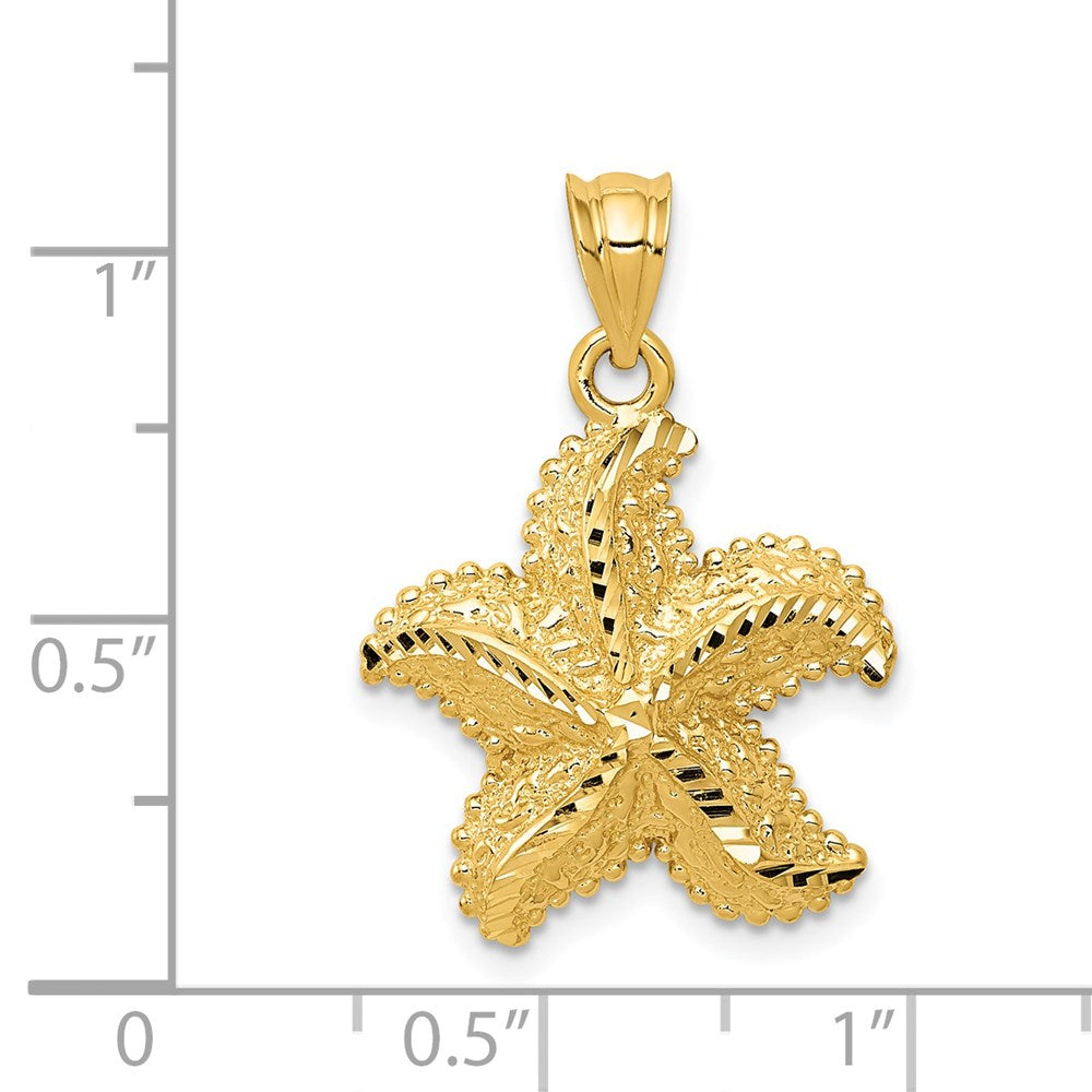 14k Yellow Gold Polished Open-Backed Starfish Pendant