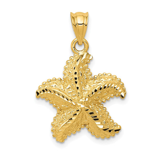 14k Yellow Gold Polished Open-Backed Starfish Pendant