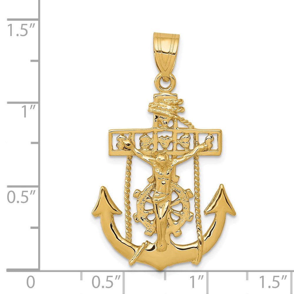 14k Yellow Gold Mariners Cross Pendant