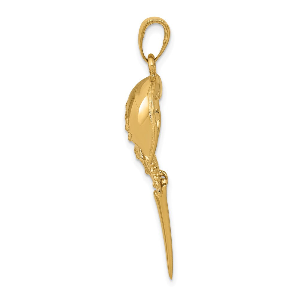 14k Yellow Gold Polished Moveable Horseshoe Crab Pendant