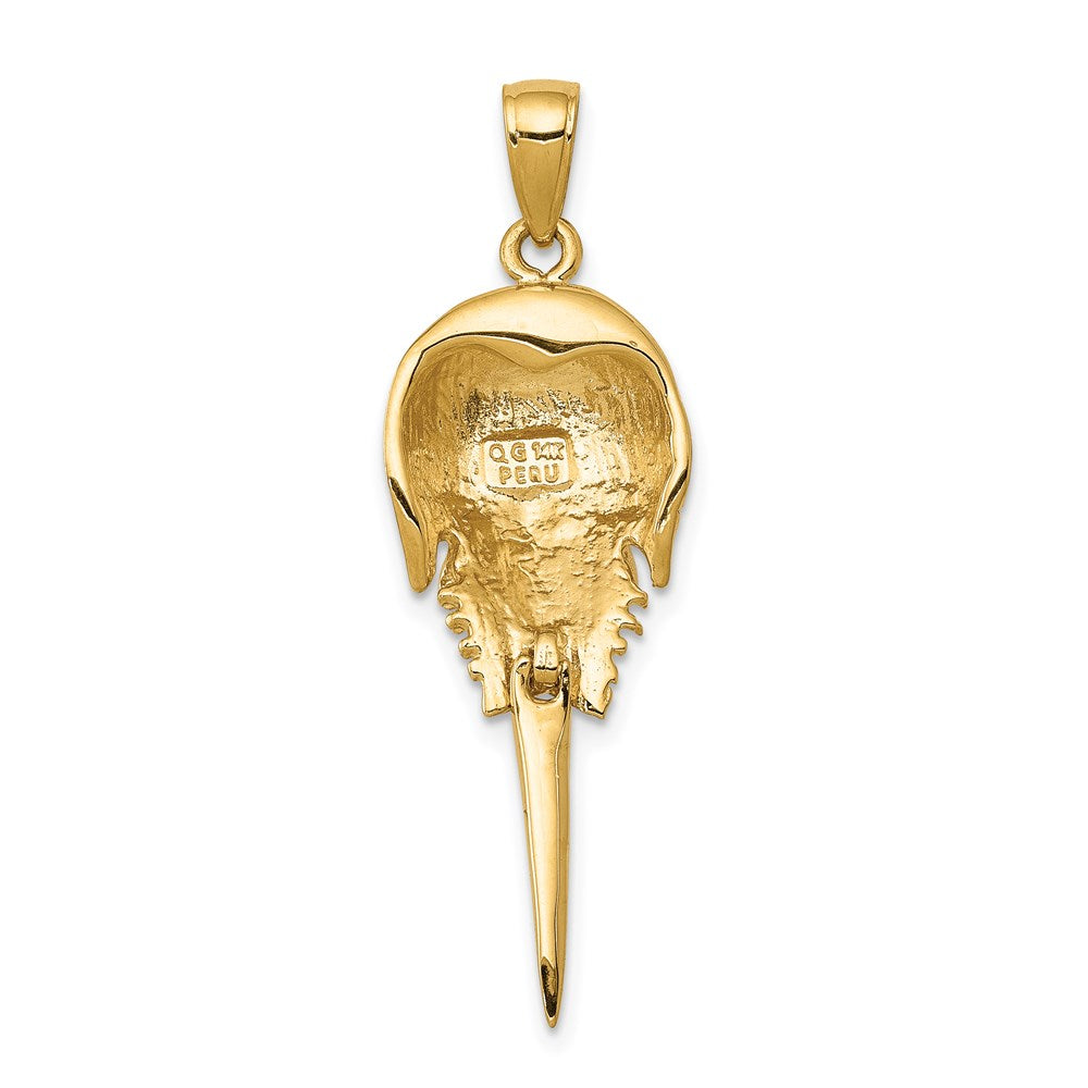 14k Yellow Gold Polished Moveable Horseshoe Crab Pendant