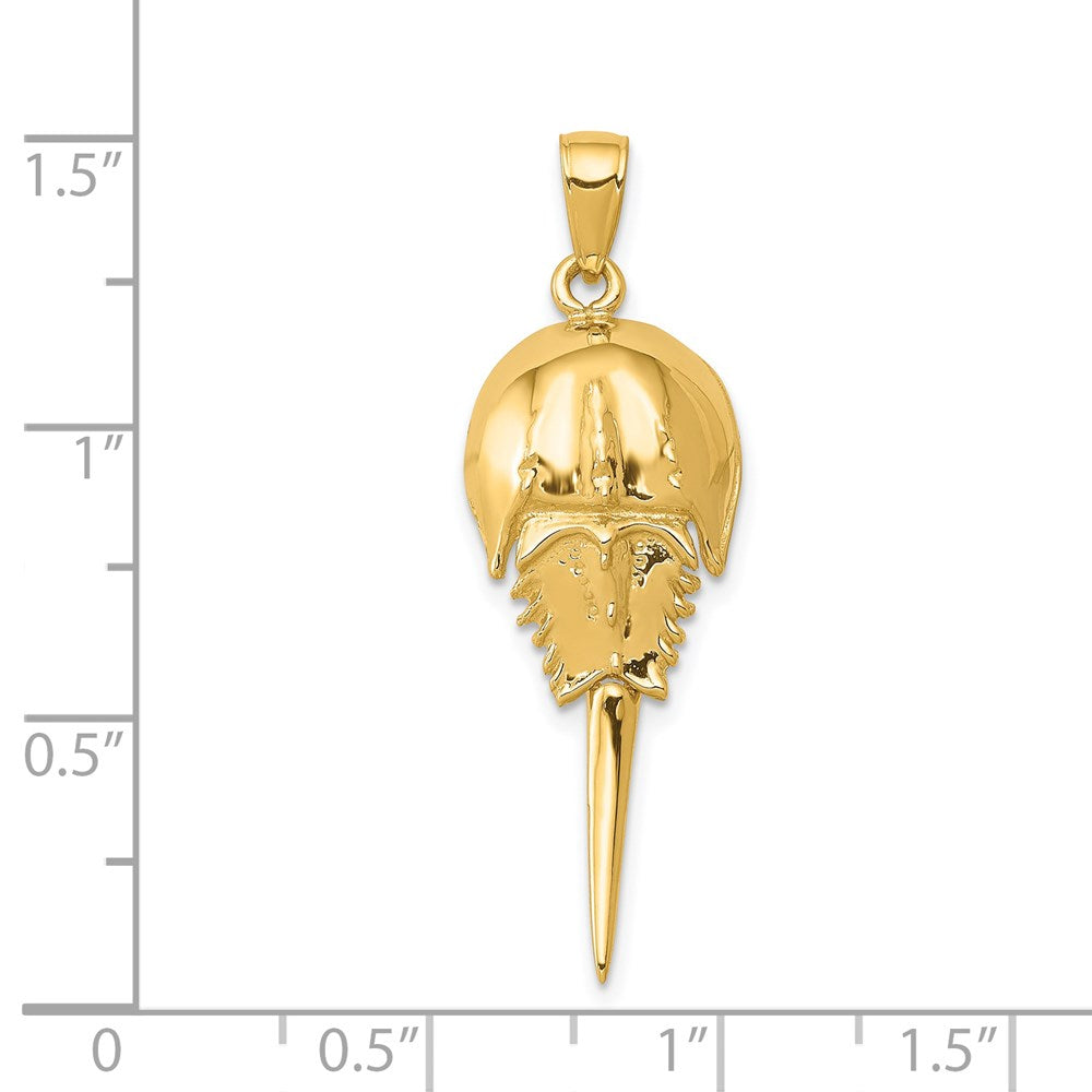 14k Yellow Gold Polished Moveable Horseshoe Crab Pendant