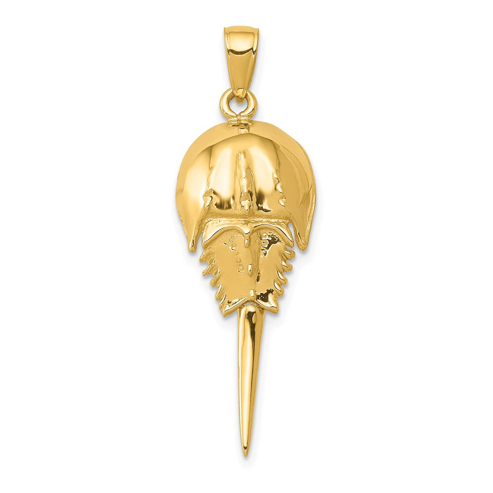 14k Yellow Gold Polished Moveable Horseshoe Crab Pendant