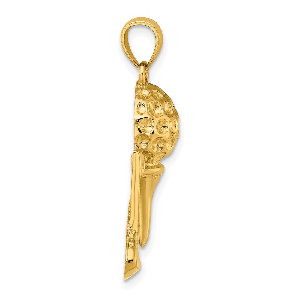 14k Yellow Gold Solid Polished Open-Backed Golf Charm