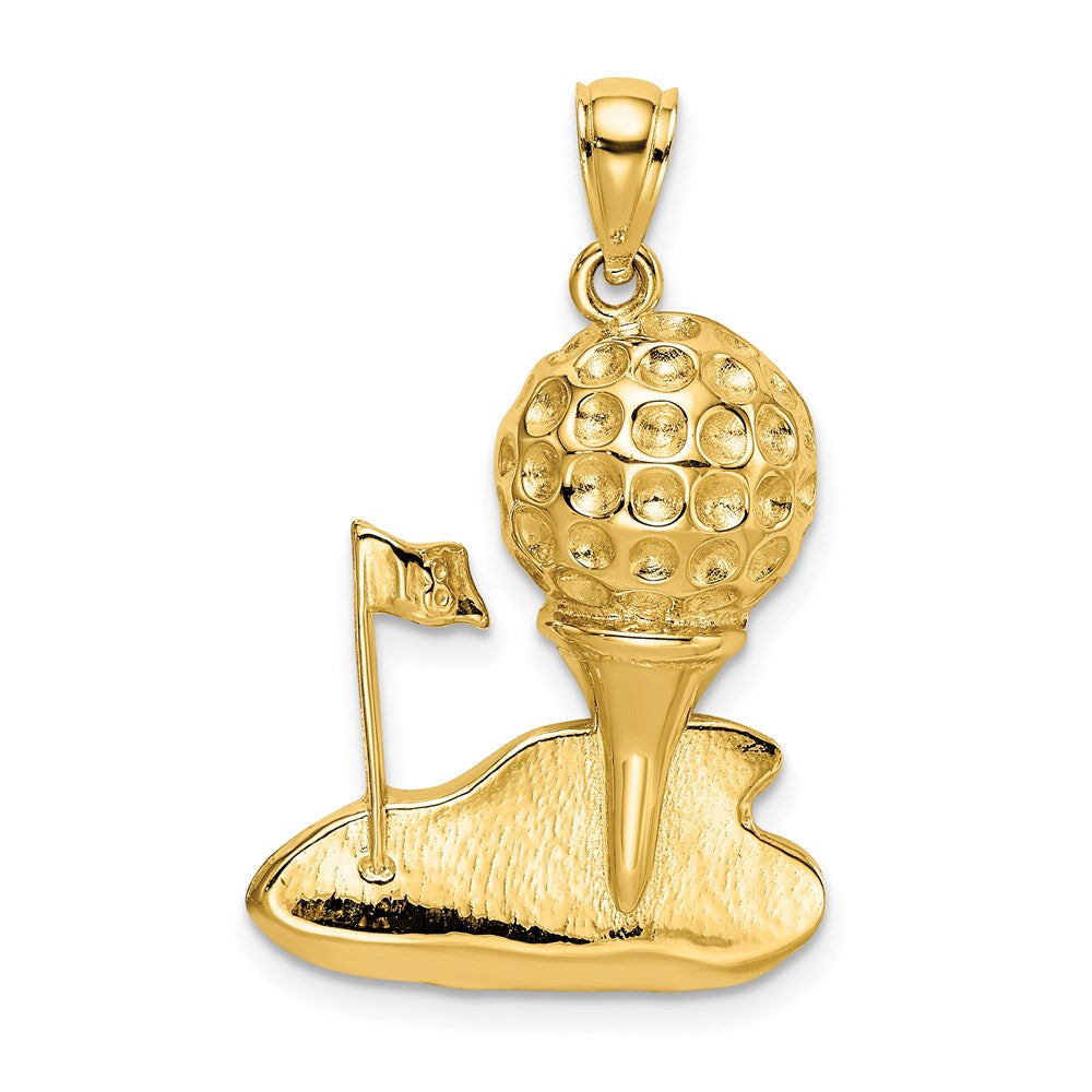 14k Yellow Gold Solid Polished Open-Backed Golf Charm