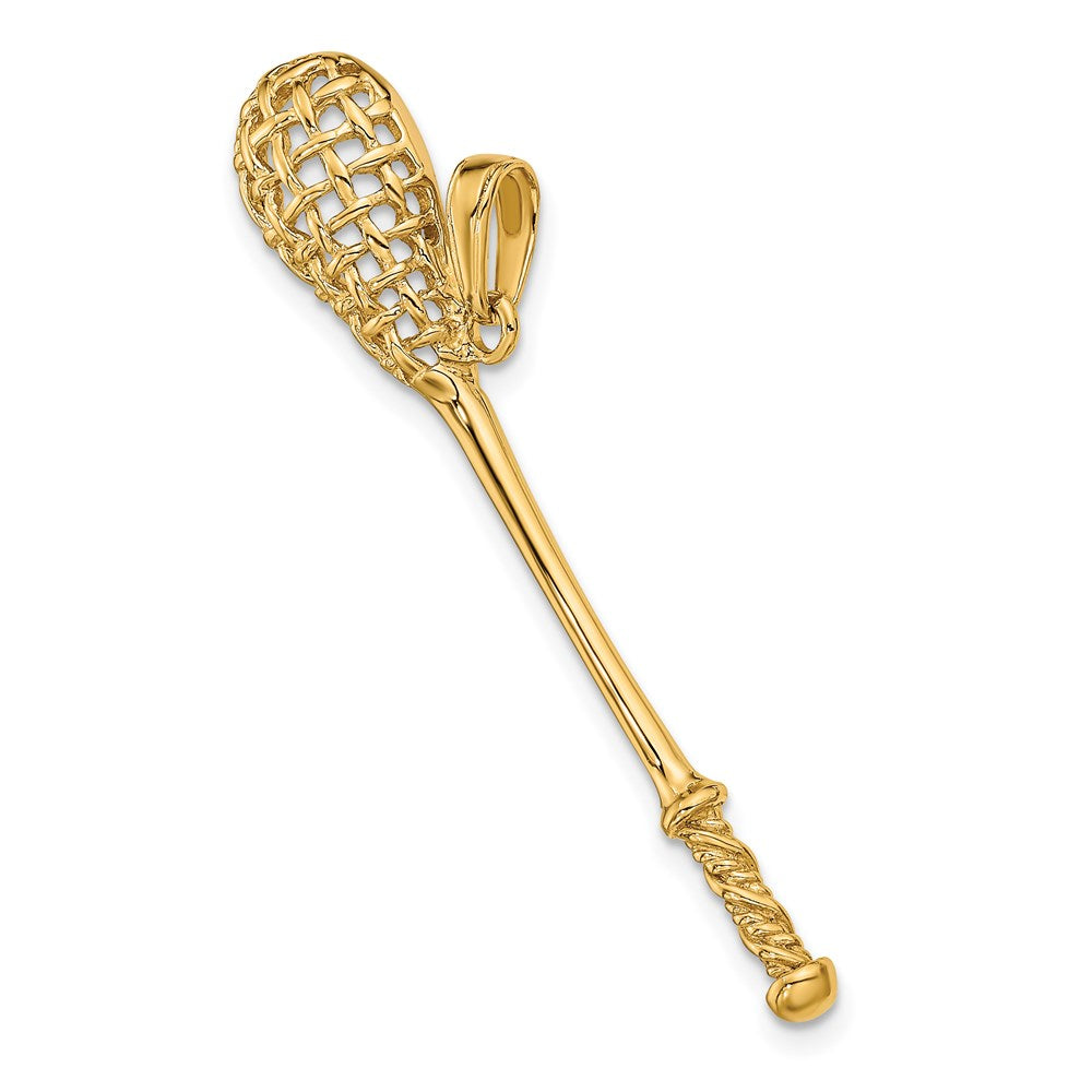 14k Yellow Gold Solid Polished 3-D Lacrosse Stick Pendant