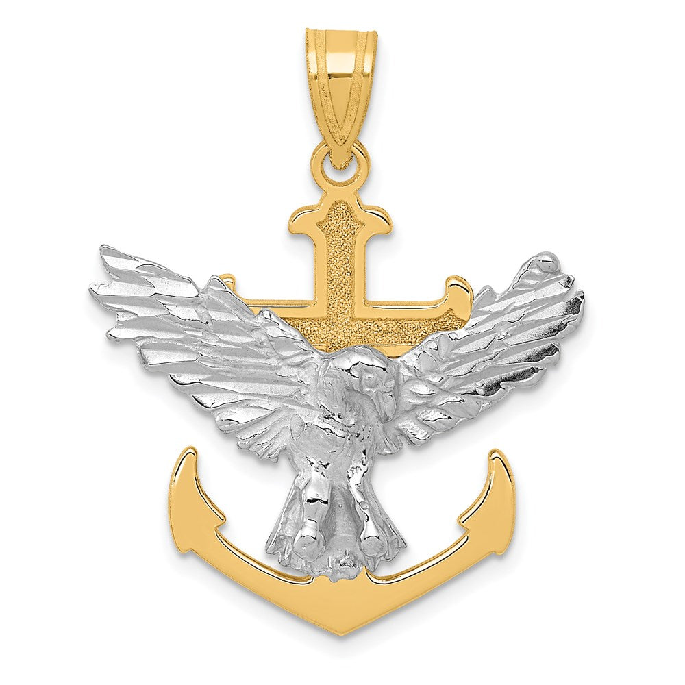 14k Two-tone Gold Mariners Cross w/Eagle Pendant