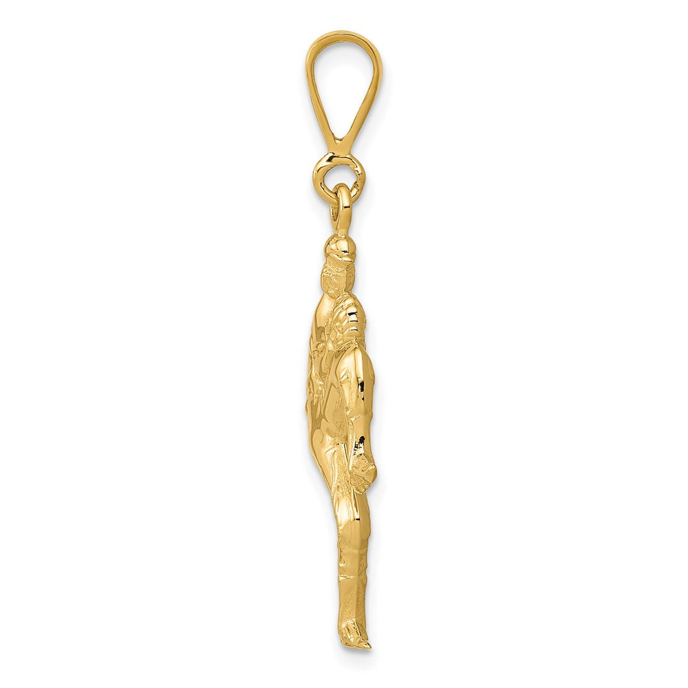 14k Yellow Gold Polished 3-D Pitcher Baseball Charm