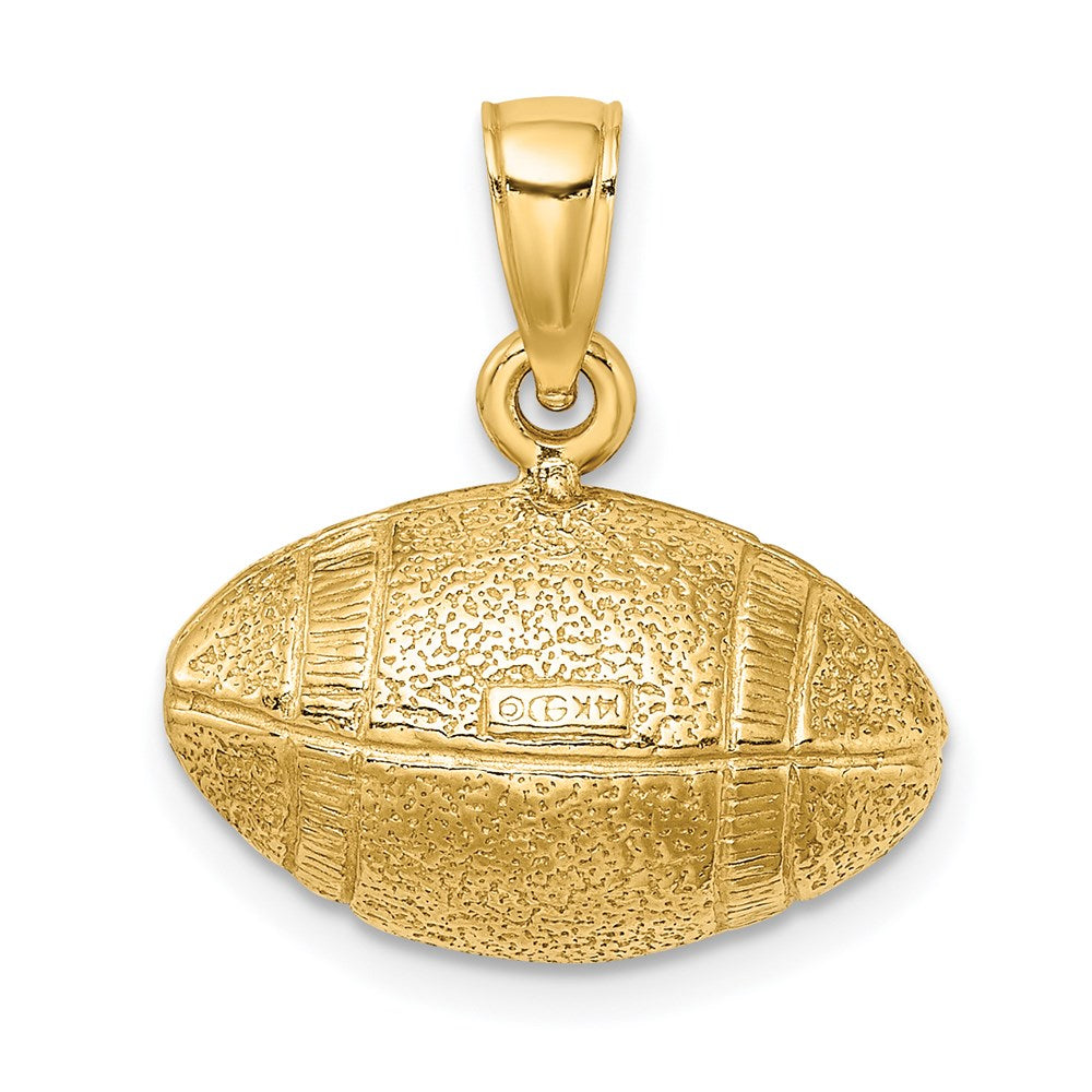 14k Yellow Gold Polished 3-D Football Charm