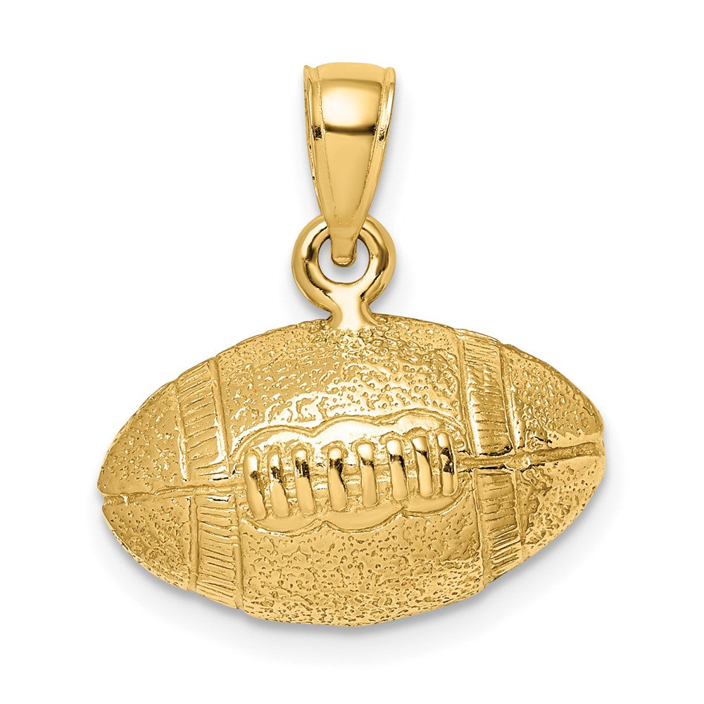 14k Yellow Gold Polished 3-D Football Charm