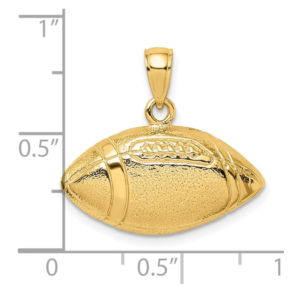 14k Yellow Gold Polished Open-Backed Football Charm