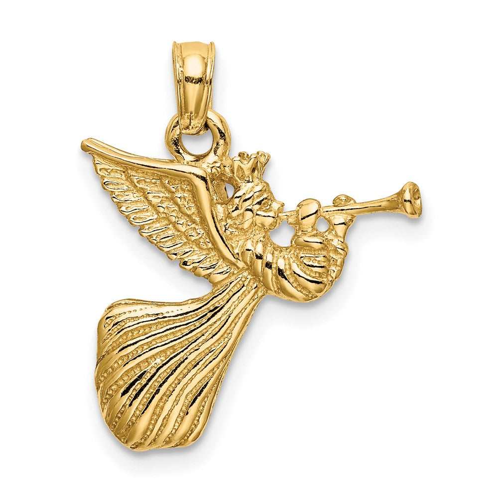 14k Yellow Gold Angel w/ Trumpet Charm