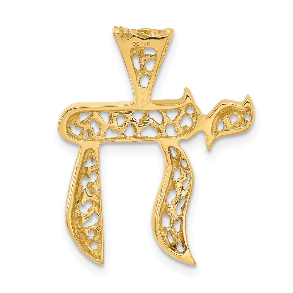 14k Yellow Gold Filigree Chai Pendant