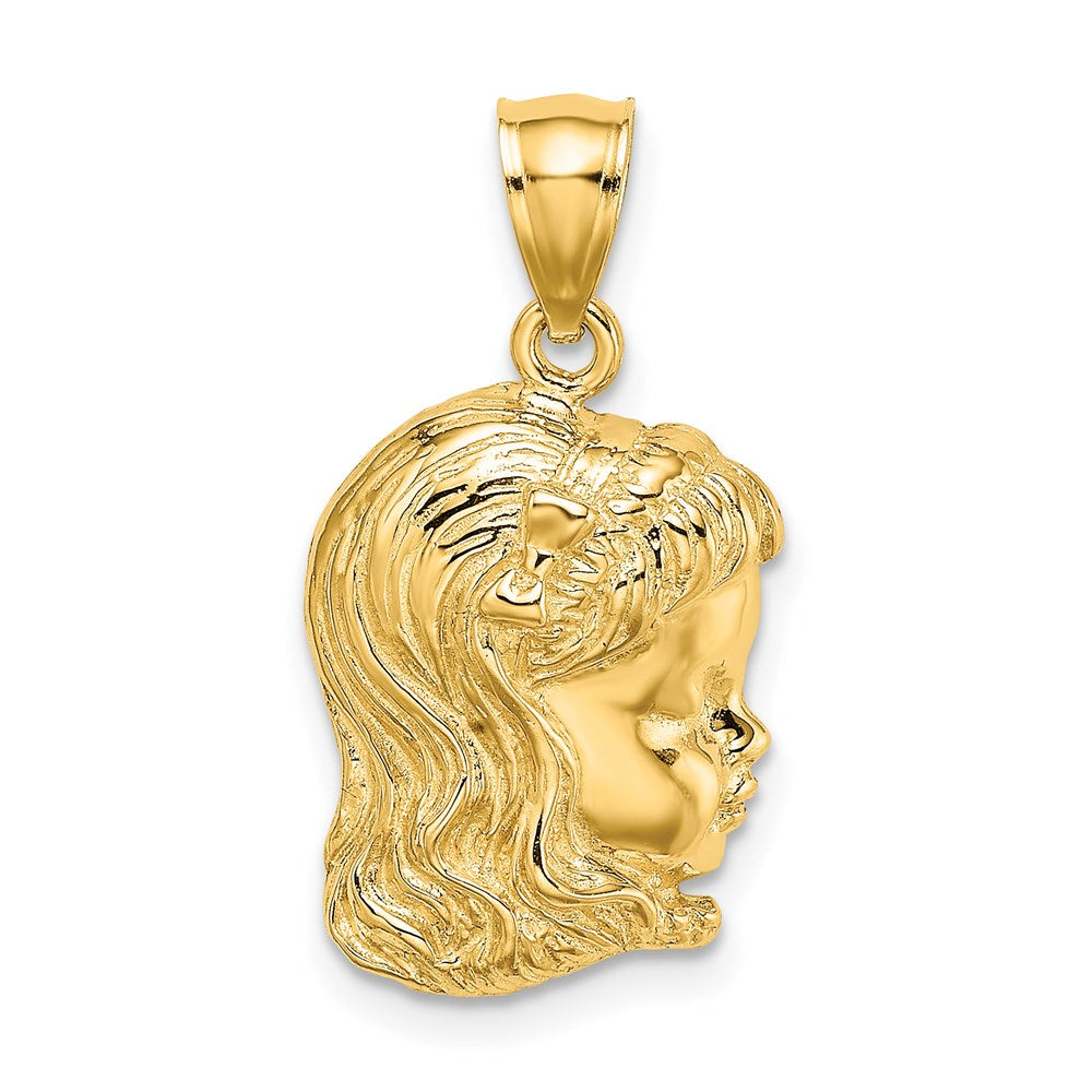 14k Yellow Gold Girl Head Charm