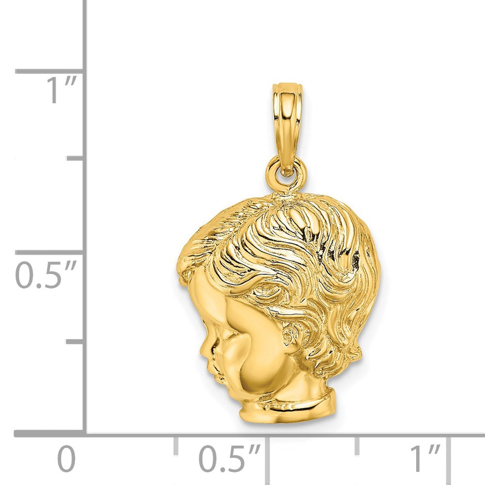 14k Yellow Gold Boy Head Charm