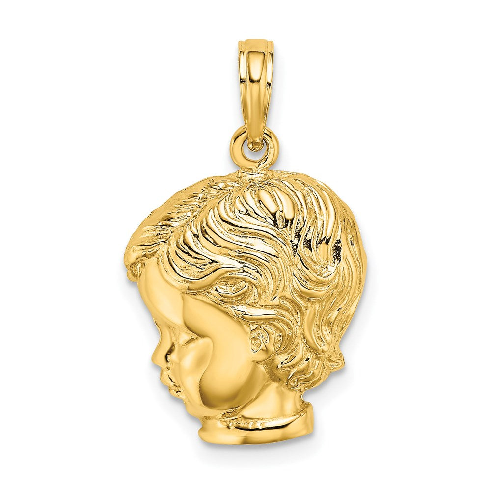 14k Yellow Gold Boy Head Charm