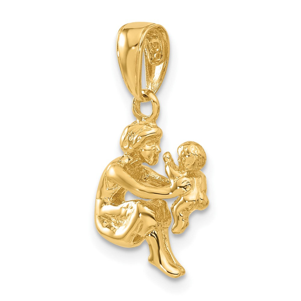 14k Yellow Gold Mother holding child Pendant