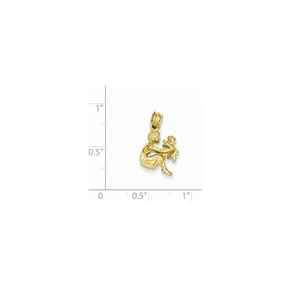 14k Yellow Gold Mother holding child Pendant