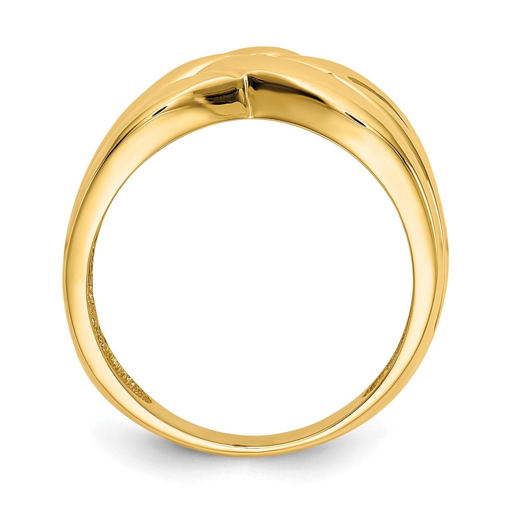 14K Yellow Gold High Polished Woven Dome Ring