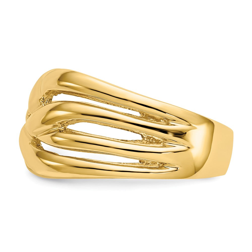 14K Yellow Gold High Polished Woven Dome Ring