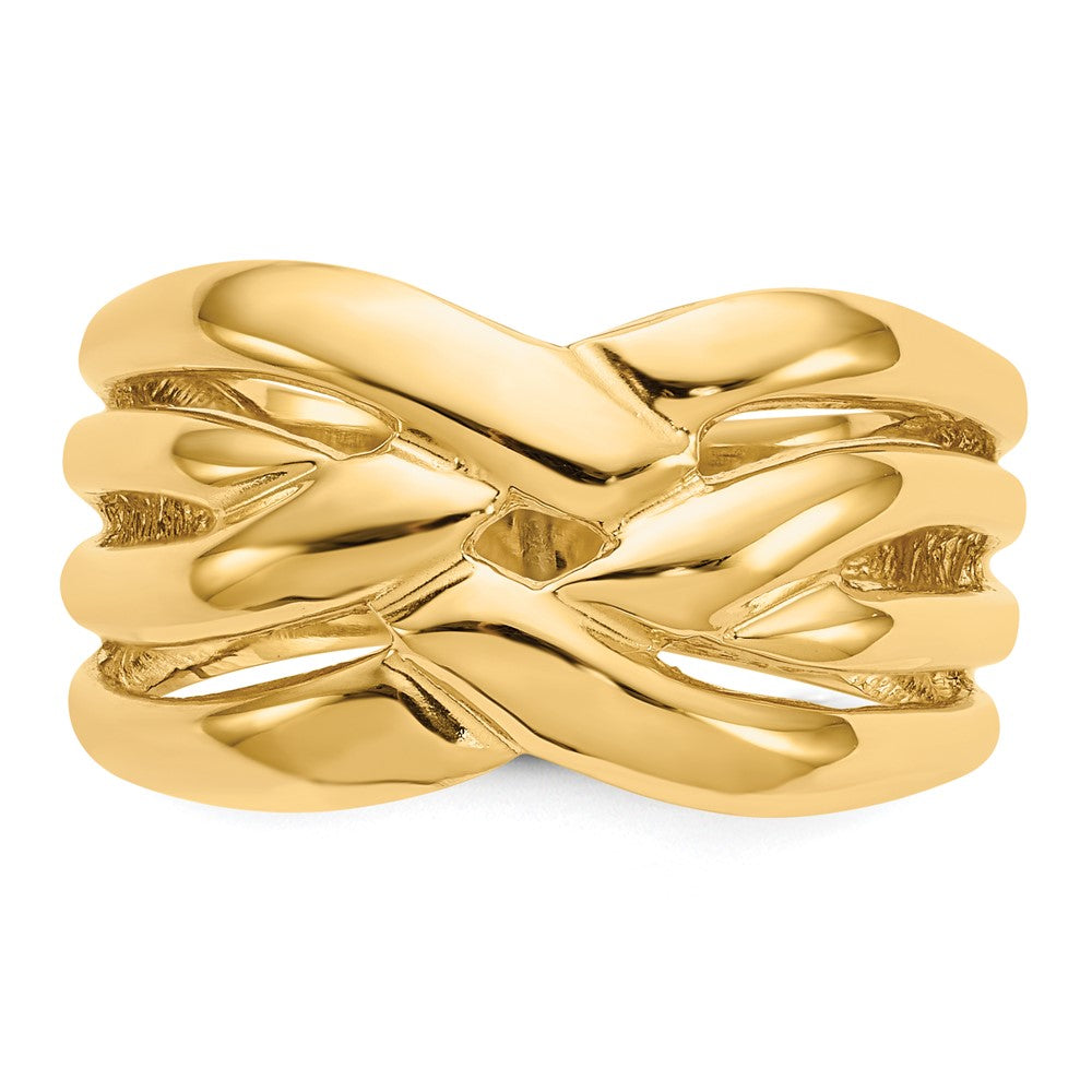 14K Yellow Gold High Polished Woven Dome Ring