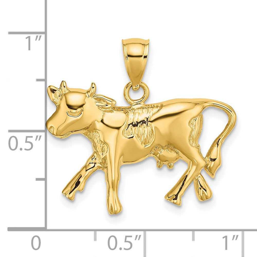 14k Yellow Gold Cow Charm