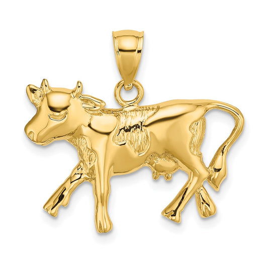 14k Yellow Gold Cow Charm