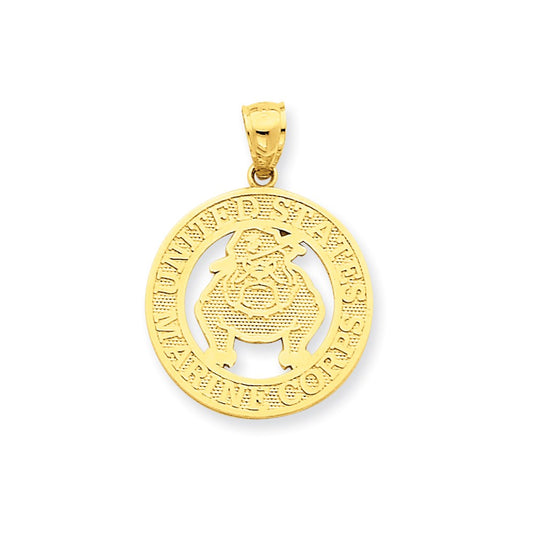 14k Yellow Gold United States Marine Corps. Bulldog Pendant