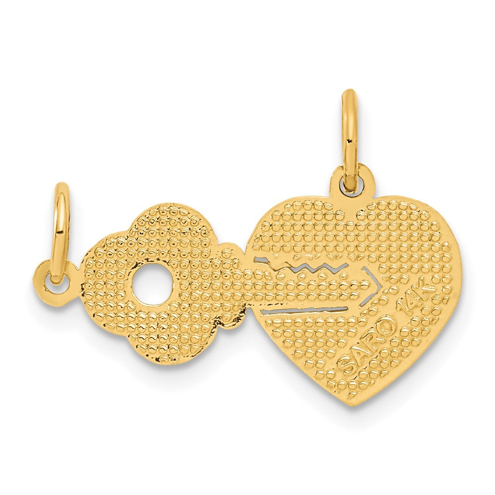 14k Yellow Gold Heart and Key Break Apart Charm