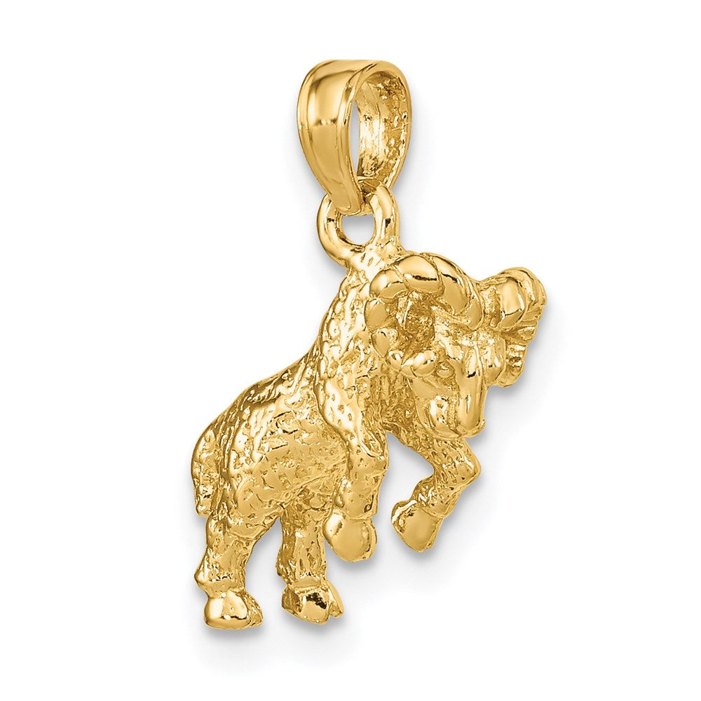 14k Yellow Gold 3-D Aries Zodiac Charm