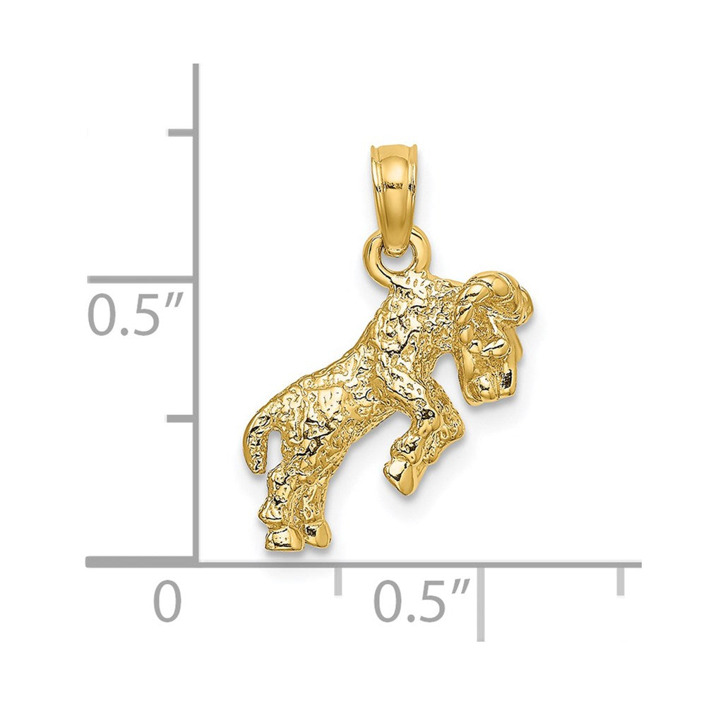 14k Yellow Gold 3-D Aries Zodiac Charm