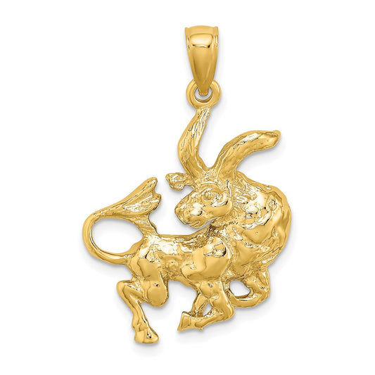 14k Yellow Gold Large Taurus Zodiac Charm