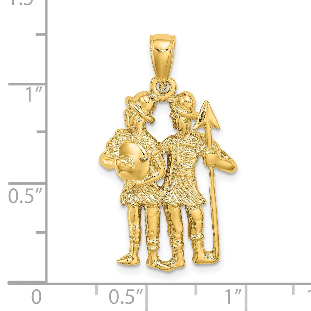 14k Yellow Gold Large Gemini Zodiac Charm