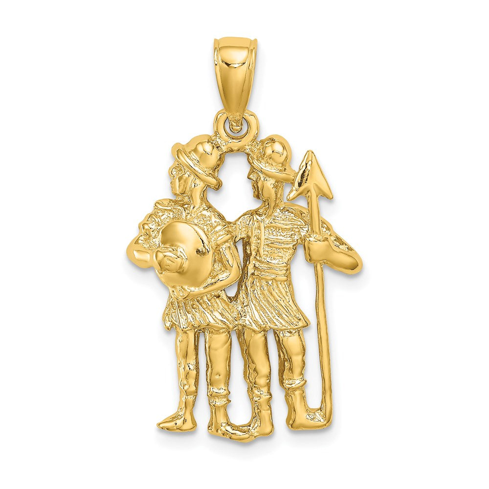 14k Yellow Gold Large Gemini Zodiac Charm