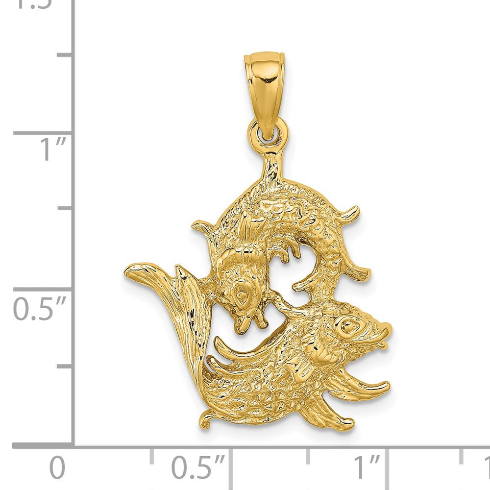 14k Yellow Gold Large Pisces Zodiac Charm