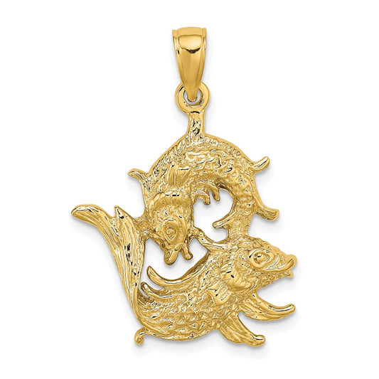 14k Yellow Gold Large Pisces Zodiac Charm